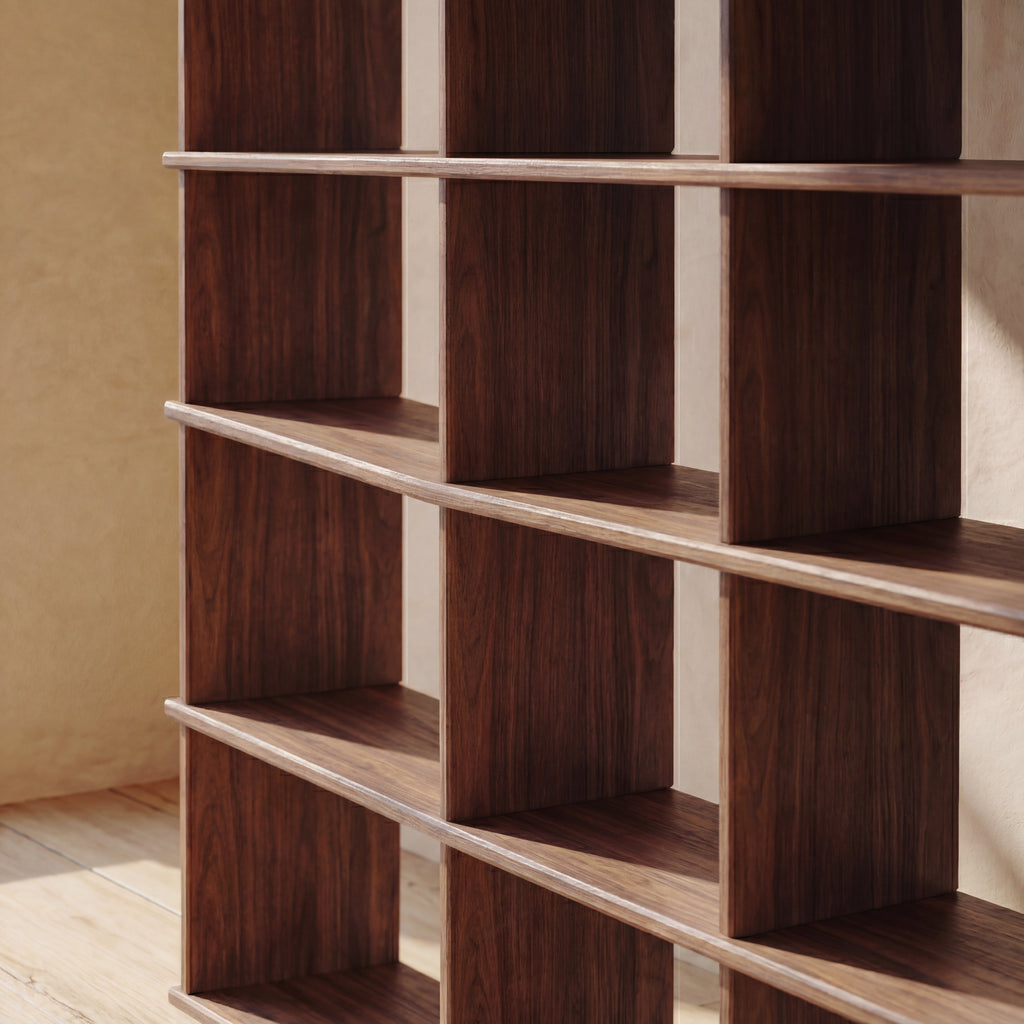 Cube bookshelf in walnut