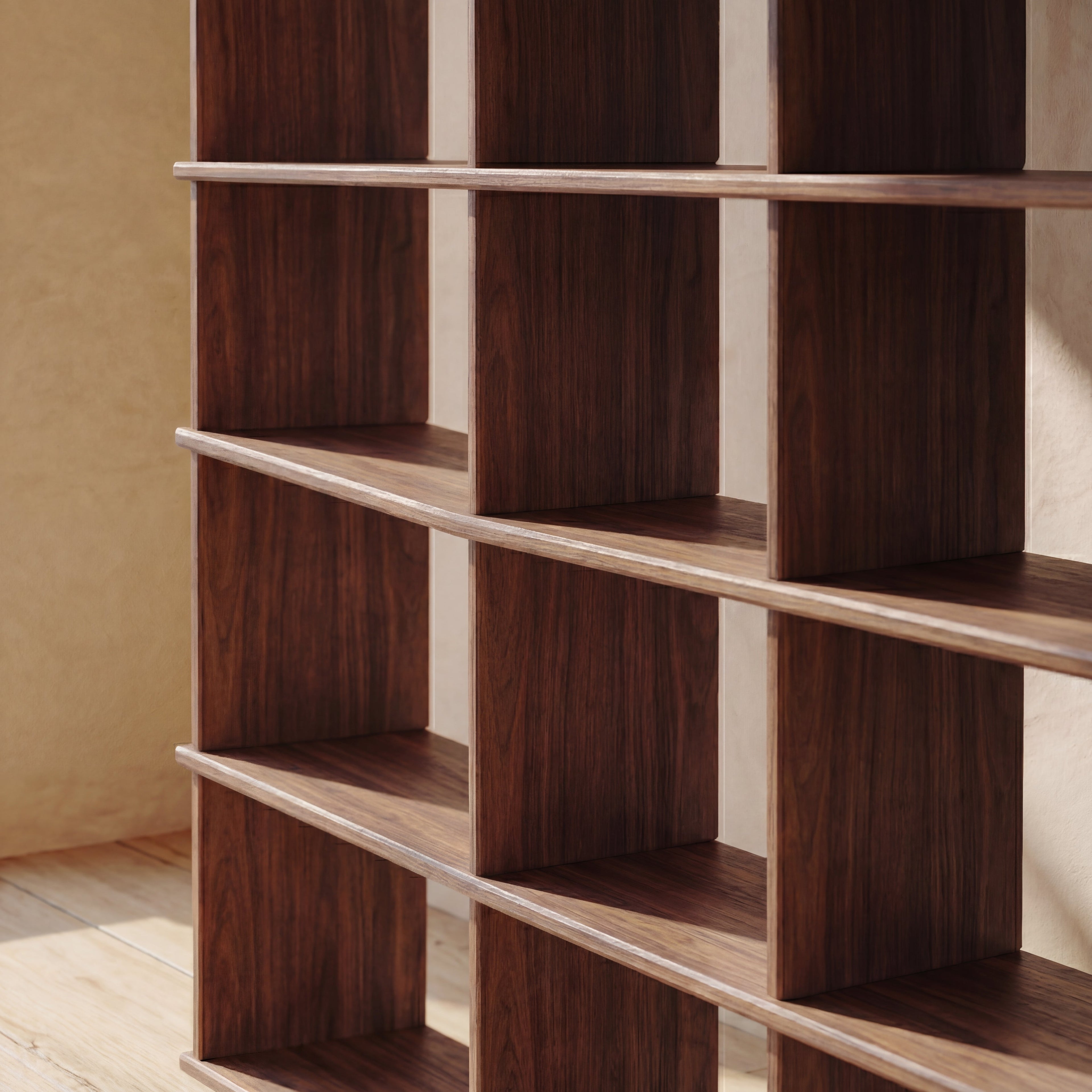 Cube bookshelf in walnut
