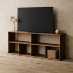 65 Inch Bookshelf TV Stand in Walnut