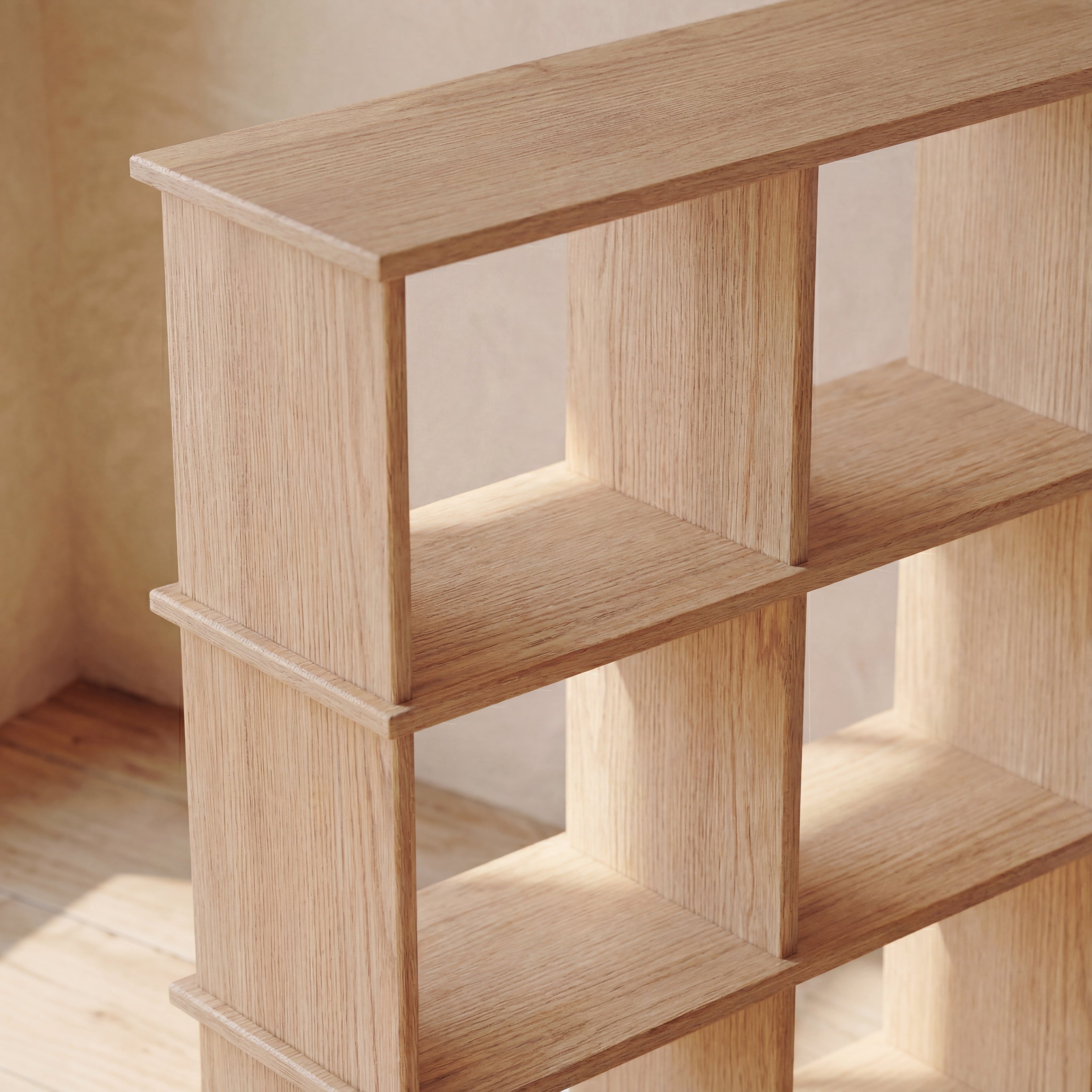 Cube bookshelf in white oak