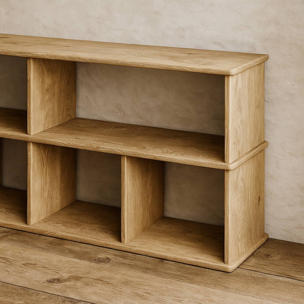 65 Inch Bookshelf TV Stand in White Oak