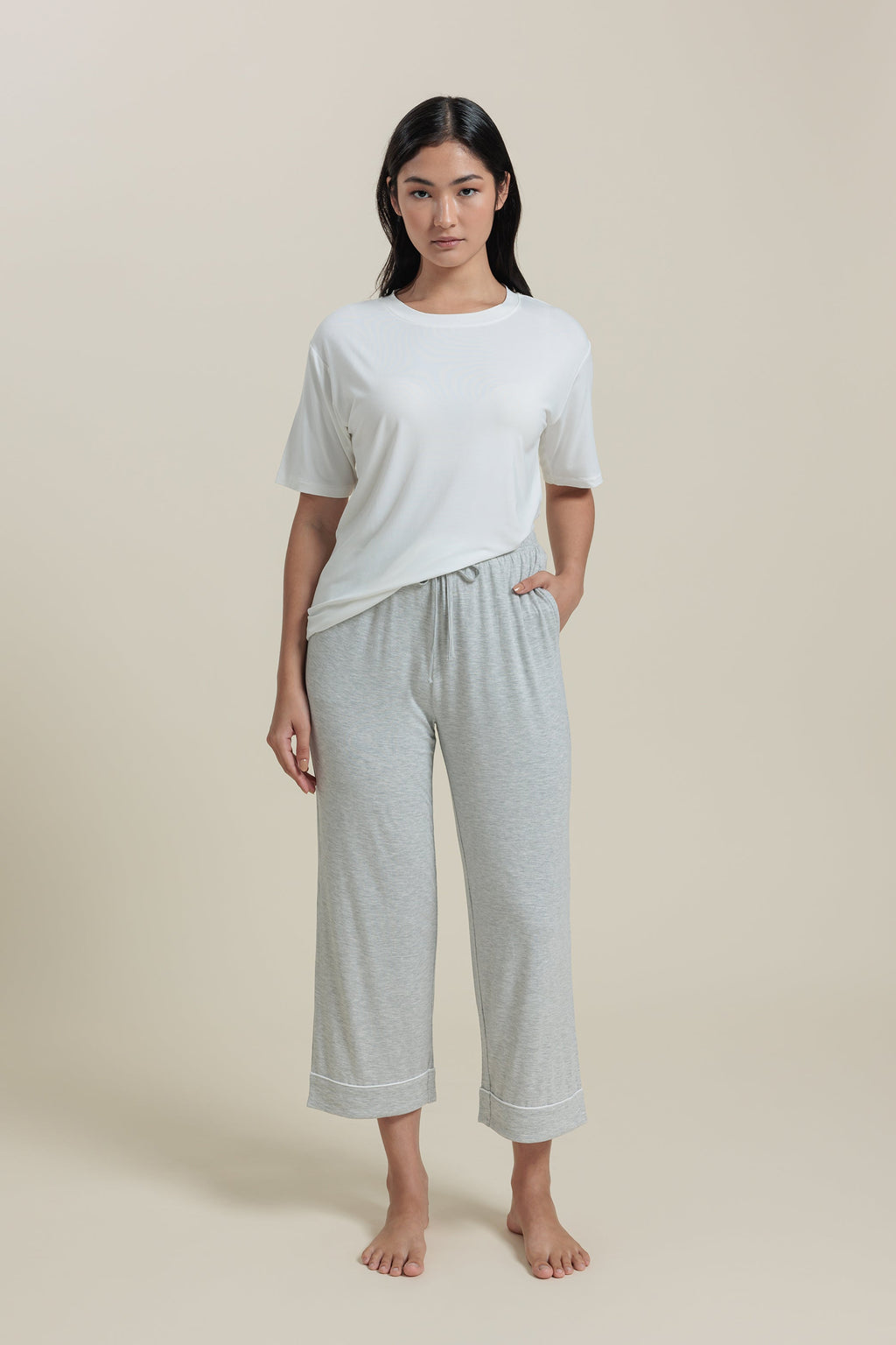Sleepwear Set - Bamboo T-Shirt & Cropped Pants Set