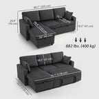 Sofá Seccional con Chaise y Almacenamiento Leo de 81"-Gris Oscuro