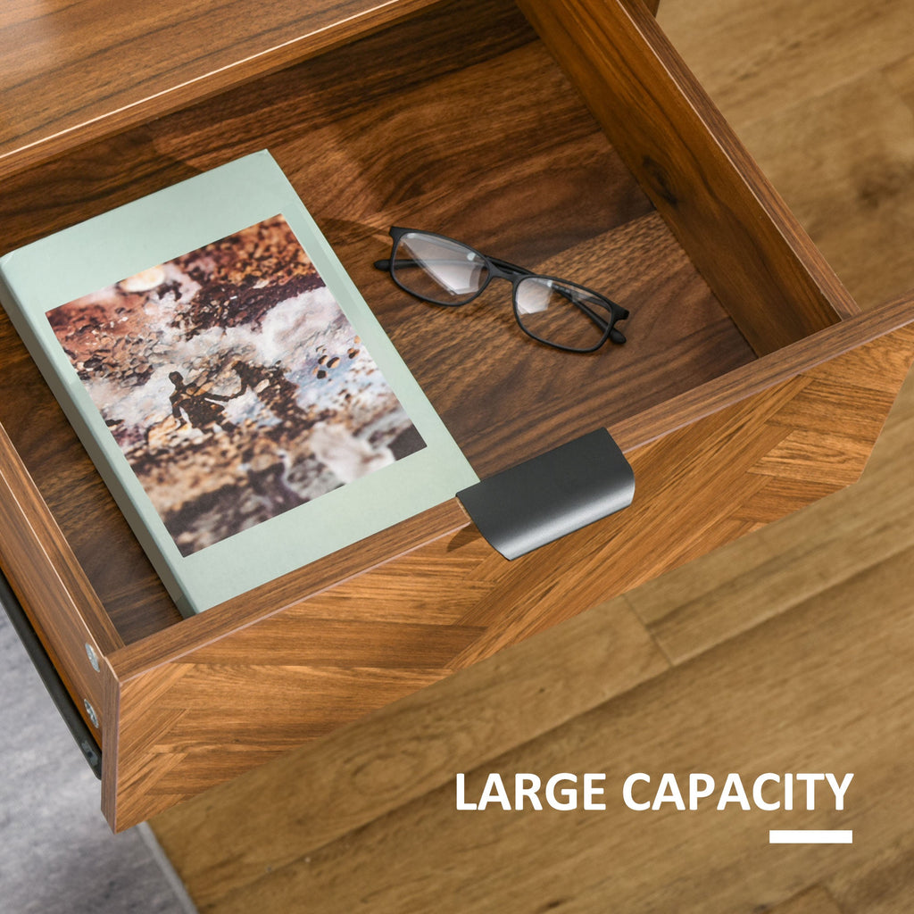 Erik Nightstand with 2 Drawers and Steel Legs-Walnut Brown