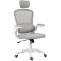 Owen Ergonomic Mesh Office Chair with High Back, Rotatable Headrest, Flip-Up Armrests and Lumbar Support-Grey