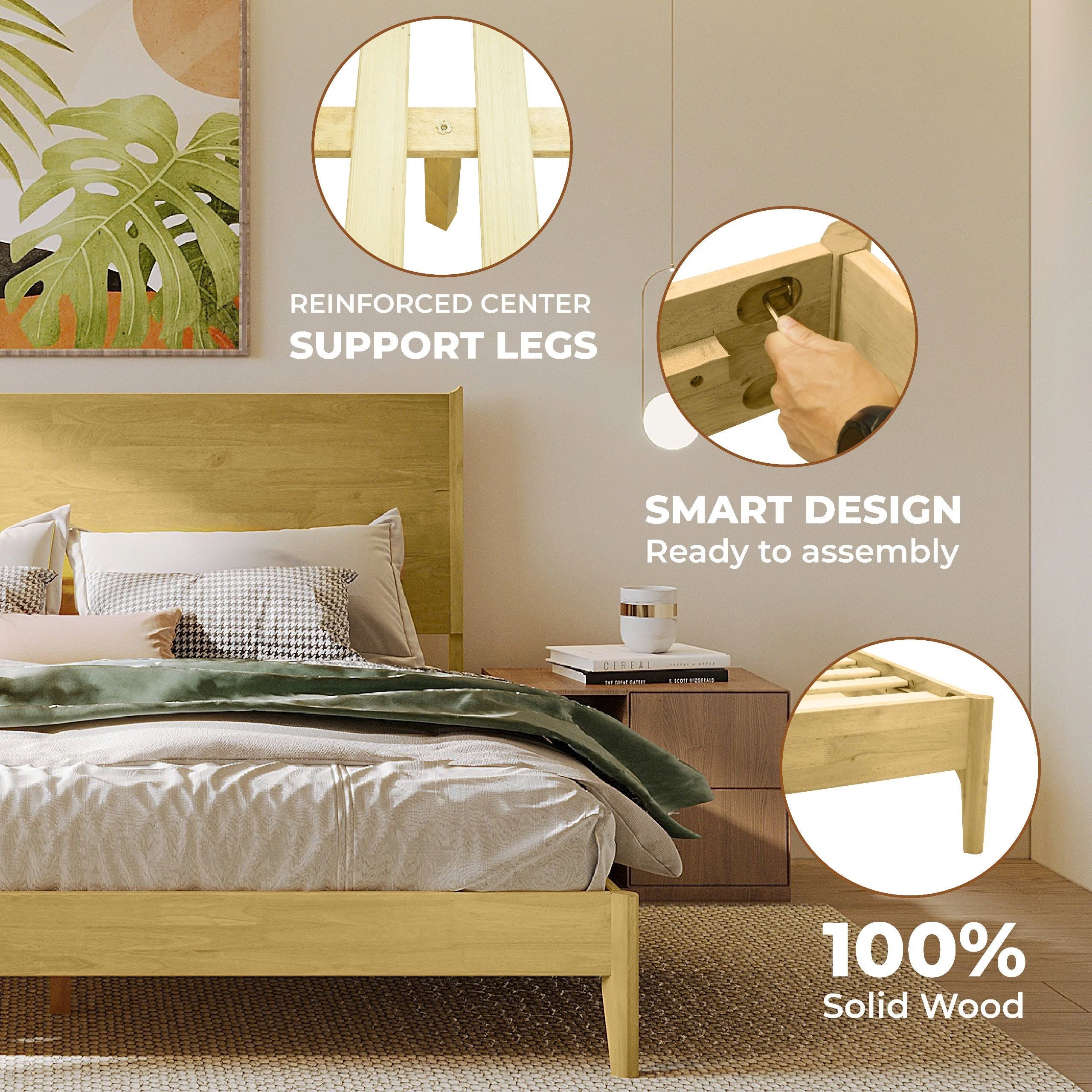 Acacia Haven Deluxe Wood Platform Bed Frame for Ultimate Comfort and Style