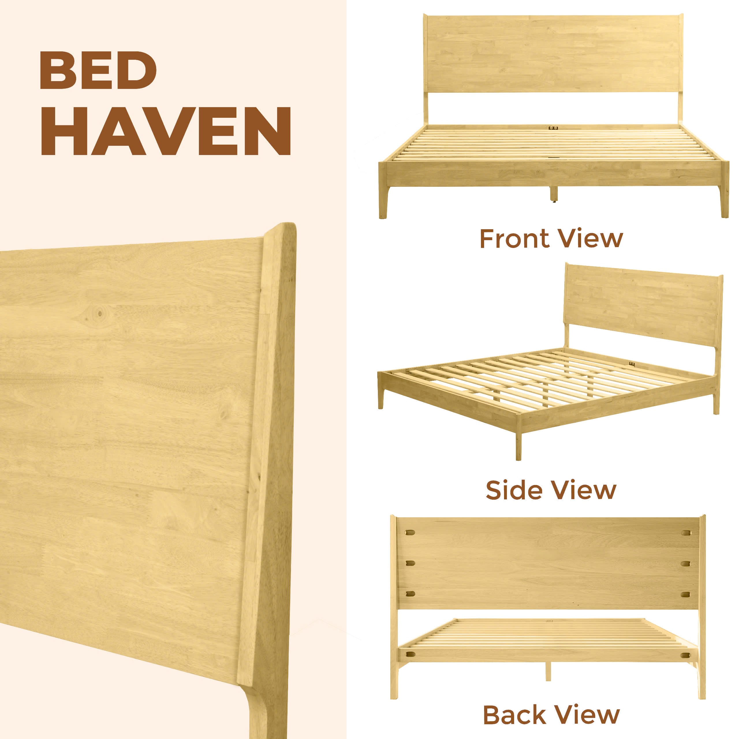 Acacia Haven Deluxe Wood Platform Bed Frame for Ultimate Comfort and Style