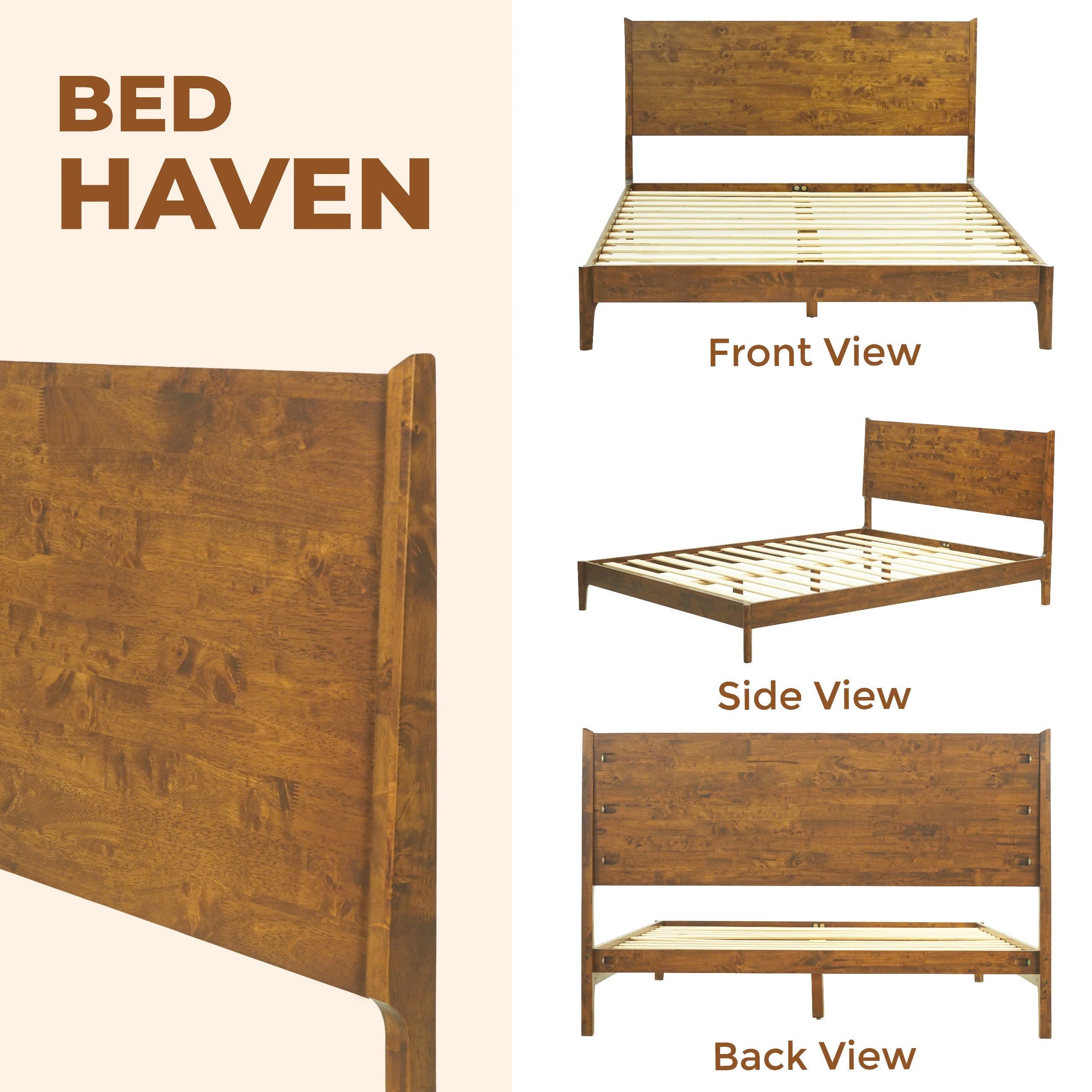 Acacia Haven Deluxe Wood Platform Bed Frame for Ultimate Comfort and Style